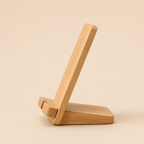 Light Oak Desktop Phone Stand - side product view